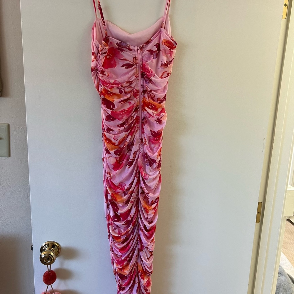 Privy ruched floral Midi Dress
